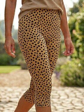 Hyp Sleepwear Womens Capri Leggings Lounge Cheetah Print Tan Camel Y2K Size XL